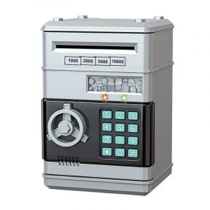 Tirelire électronique automatique,Mini coffre-fort pour pièces de monnaie,économie d'argent,mot de passe,compteur de Code,serrure à clé,banque de monnaie,ATM,cadeau pour enfant - Type Silver #A - Neuf
