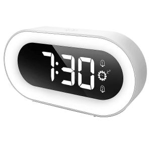R&eacute;veil num&eacute;rique,veilleuse,r&eacute;veil pour chambre &agrave; coucher,fonction snooze,r&eacute;veils intelligents pour les gros dormeurs (blanc) - Neuf