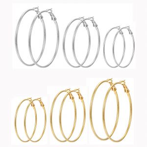Ensemble De Boucles D'oreilles Cr&eacute;oles Pour Femmes En Acier Inoxydable, Grandes Boucles D'oreilles - Neuf