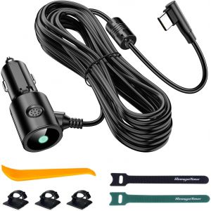 JGD-Chargeur de Voiture pour cam&eacute;ra embarqu&eacute;e, interfaces USB-C, Cordon d'alimentation Universel pour enregistreurs de Conduite de Type L, Cordon d'alimentation 22 AWG 3,5 m, 12 V/24 V vers DC - Neuf