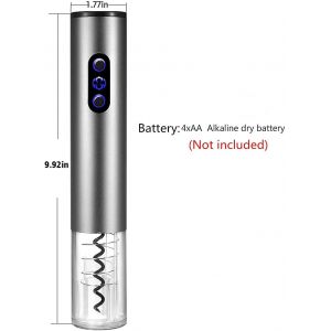 Ouvre-Bouteille De Vin Électrique,Ouvre-Bouteille De Vin,Tire-Bouchon En Acier Inoxydable Alimenté Par Batterie Avec Coupe-Feuille - Neuf