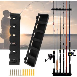 Lbgwp60-1paire Support De Canne À Pêche Montage Mural Support Mural Pour La Famille Canne A Peche Porte Canne À Pêche Canne A Peche Mural Rod Rack Stockage De 6 Pôles (Verticaux) - Neuf