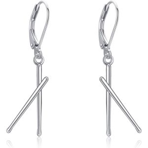 Chenquansarl-Boucles D'oreilles En Argent Sterling 925 Avec Baguettes De Batterie - Cadeau Unique Pour Femmes Et Hommes - Amateurs De Musique, Sterling Silber, Argent Sterling, Pas De Gemme - Neuf