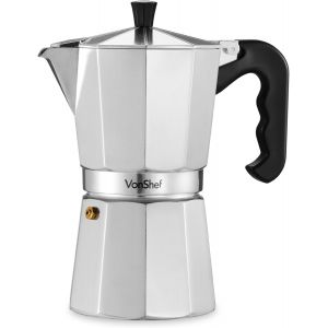 Cafetière Italienne - Cafetière Moka En Aluminium 9 Tasses - Pour Cuisinière À Gaz Et Électrique - 450 Ml - Joint Et Filtre De Remplacement Inclus - Neuf