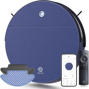 Aspirateur Robot,Autonomie Mince Silencieux Robot Aspirateur,Alexa/Wifi/App/T&eacute;l&eacute;commande,Id&eacute;al Pour Les Poils D'Animaux Tapis Sols Durs,Forte Puissance D'Aspiration 2200Pa Robot Laveur De Sol - Neuf