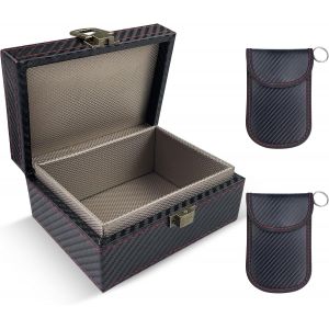 Etui Anti RFID,Boite Anti RFID,Antivol Bo&icirc;tier Faraday avec 2 Signal Blocage Faraday Pochette Sac,Keyless Go Bo&icirc;tier Protection Clef Voiture,Bo&icirc;te &agrave; Cl&eacute;s de Voiture,Cage de Faraday - Neuf