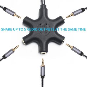 R&eacute;partiteur De 5 Casque Usb C Adaptateur Audio Usb C Vers 3,5 Mm Usb Type C Vers 3,5 Mm Trs Femelle 5 Voies Compatible Avec Pixel 4 3 Xl,Galaxy S22 S21(3m) - Neuf