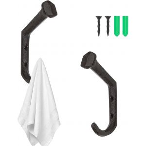 2 Pi&egrave;ces Porte Manteau, Porte Manteau Mural Individuel Robuste, Forme Patere Murale en Fonte Unique R&eacute;tro, pour Int&eacute;rieure et Ext&eacute;rieure - Neuf