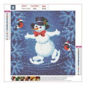Hjlian Kit De Peinture Diamant A Faire Soi-Meme, Theme De Noel, 30 X 30 Cm, Decoration Murale (Bonhomme De Neige Skieur) - Neuf