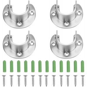 Lot de 4 supports de tringle à rideaux ronds en acier inoxydable pour tringle à rideau de douche 26 mm - Neuf