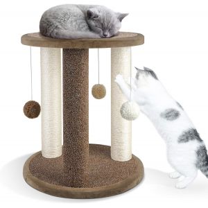 Griffoir Pour Chats, Tour De Jeux Pour Chat, Arbre ¿¿ Grimper Griffoir Pour Chat En 3 Corde, Plateformes Aux Bords Rembourr¿¿S (6pcs Balles De Jeu, Rassemblement Vers L'est, 40 X 40 X 47cm) - Neuf