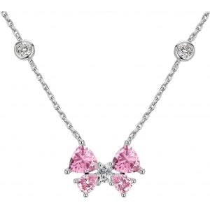Kales-Collier En Zircon Rose,Rose Noeud Pendentif Collier,Pendentif Avec N?ud,Design Avec N?ud Papillon,Pendentif Collier Femme,Colliers Pour Femmes,Chaîne De Clavicule De Tempérament À La Mode - Neuf