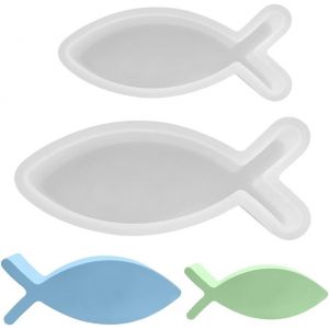 TIANYI-Moule Silicone Forme Poisson 2 Pcs - Résine Époxy 3D Petit et Gros Poisson - Bougeoir En Silicone Pour Artisanat et Décoration - Neuf