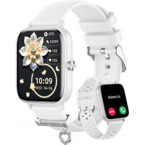 Montre Connect&eacute;e Femme Appel Bluetooth Smartwatch pour Android iOS Montre Connect&eacute;e Tendance Podometre Calories Sommeil Cardiofrequencem&egrave;tre Cycle Menstruel 100+ Modes Sportifs Blanc - Neuf