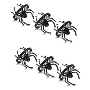 Ensemble de ronds de serviette Halloween, serviette d'Halloween araignée, fermoir de serviette en alliage métallique Black Terror, diamant Spi - Neuf