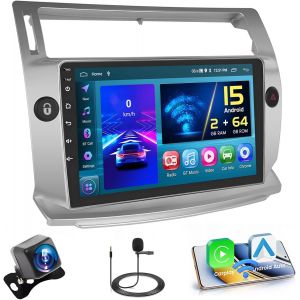 2+64Gb Android 15 Autoradio Pour Citroen C4 2004-2009/C-Quatre 2008-2011 Radio Sans Fil Carplay Android Auto &Eacute;cran Tactile 9 Pouces Bluetooth St&eacute;r&eacute;o Wifi Rds Usb + Cam&eacute;ra De Recula[Z1185] - Neuf