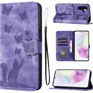 KAL-Coque Pour Samsung Galaxy A36 5G(6,7 Pouces) Housse De Protection Premium Portefeuille Protection Emplacements De Cartes Fonction Support Bureau Pour Galaxy A36 5G-Violet - Neuf