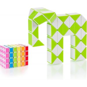 KAL-&reg; Magic Snake Cube | Jouet De Poche Pour Les Enfants De 4 &Agrave; 8 Ans | Cadeau Anniversaire Enfants Invites | Cadeau Pour &Eacute;l&egrave;ves - 48 Blocs | 2,3 Mm X 1,8 Mm | Vert - Neuf