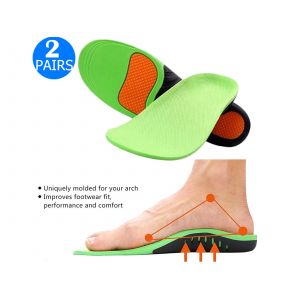 Semelles Int&eacute;rieures Unisexes En Polyur&eacute;thane Pour Pieds Plats Avec Soutien De La Vo&ucirc;te Plantaire - 2 Paires - Neuf