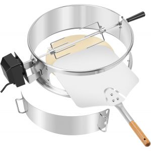 Ulteronixshop-Onlyfire BRK-6063 Kit Four &agrave; Pizza Ring avec Tournebroche/Rotissoire pour Weber 47cm Kettle Barbecue &agrave; Charbon, pour R&ocirc;tir du Poulet et Cuisson Pizza - Neuf