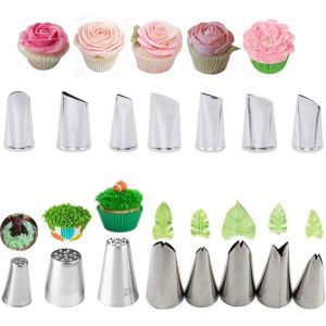 15 Douilles À Pâtisserie, Kit D'accessoires De Pâtisserie Diy En Acier Inoxydable, Embouts De Décoration De Gâteaux Professionnels Pour Décorer Des Gâteaux, Muffins, Biscuits Et Bonbons - Neuf