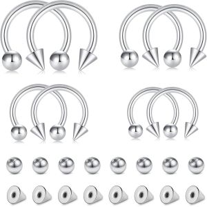 Nbgcm-Piercings Nez, Acier Chirurgical Piercing Septum, Lèvre, Tragus, Cartilage, Daith, Conch, Hélix - Acier Inoxydable 16g Piercing Nez Anneaux Homme/Femme Argent, Or, Noir - Neuf