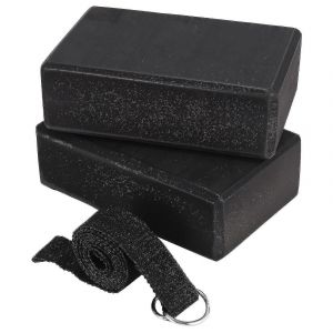 Ensemble De Blocs Et De Sangles De Yoga En Mousse Antid&eacute;rapante Avec 2 Blocs Et 1 Sangle Pour Les &Eacute;tirements,Les Entra&icirc;nements,La Salle De Sport &Agrave; Domicile,Le Pilates,Le Fitness - Neuf