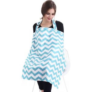 Rayure Couvertures D'allaitement De Qualit&eacute; Sup&eacute;rieure,4 En 1 Multifonction,Avec Sac De Rangement,&Eacute;charpe D'allaitement,Respirant Et L&eacute;ger(Bleu) - Neuf