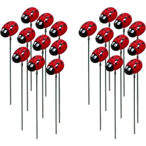Mevronisshop-Lot De 20 Piquets De Jardin En Forme De Coccinelle 3d Pour Plantes Et Pelouses - Neuf