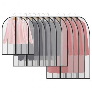 12pcs Housses de Vêtements, Anti-poussière Housse de Protection Transparents Housse Vetements à Suspendre avce Zip, Housse Costume, Protection des Vêtements pour Chemise,Costumes,Manteaux - Neuf