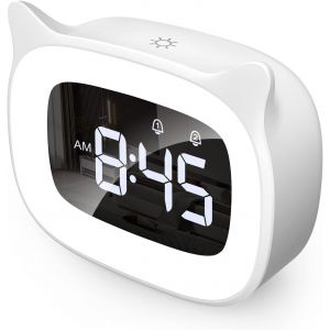 Eryi-Réveil Enfant Educatif, Led Veilleuses Pendules Horloges De Chambre D'enfant Kid Sleep Reveil Enfant Jour/Nuit Lumineux, Snooze Réveil 5 Couleurs,18 Types De Musique, 2 Alarmes, Blanc - Neuf