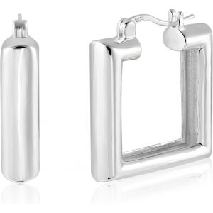 Chenquansarl-Boucles D'oreilles Pour Femmes Argent Sterling 925 Aiguilles Carr&eacute; &Eacute;pais G&eacute;om&eacute;triques Petits Bandeaux - Neuf