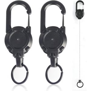 2 PCS Porte Cl&eacute; R&eacute;tractable Durable, Porte Badge R&eacute;tractable, C&acirc;ble en Acier, Porte ID, Porte Carte, Cl&eacute;s et Cartes (80 cm) - Neuf