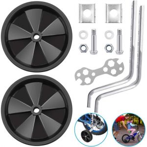 Stabilisateur De Vélo Pour Enfant, Roulette Universelle De 12 À 20 Pouces Avec Vis, Roues Noires, Supports De Roue Et Clé À Vélo, Roues D'entraînement Pour Vélo D'enfant - Neuf