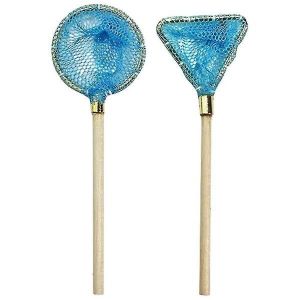 Lot de 2 mini-filet de pêche rustique pour décoration de maison miniature à faire soi-même ¿ Accessoire de modèle en maille de bois bleu - Neuf