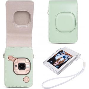 Leather Carrying Case Compatible with Fuji Mini LiPLAY, for Fuji Liplay Camera and Bundle Accessories, Case and Case - Matcha Green, Mini Liplay Camera Case & Accessories - Neuf
