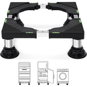 Socle Pour Lave-Linge Avec 4 Pieds En Acier Solide, Réglable 40-65Cm, Socle Pour Mini Réfrigérateur Socle Pour Lave-Linge Séchoir Lave-Vaisselle, Noir (Höhe 16-19 Cm) - Neuf