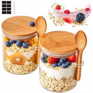 Cmws-Bocal En Verre Avec Couvercle,540ml Pot A Epices En Verre Avec Cuillère Et Couvercle, Idéaux Pour Conserver Les Produits Secs, Les Épices, Le Thé, Le Café, Les Noix, Les Graines, Etc - Neuf