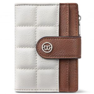 Petit porte-monnaie pour Femmes en Cuir RFID Blocage Bifold Compact Titulaire de la Carte Avec fermeture &agrave; Glissi&egrave;re Poche de Pi&egrave;ce de monnaie Beige Et Marron - Neuf
