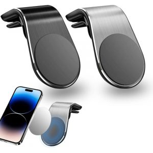 JGD-OcioDual Support Porte Téléphone Voiture Noir Magnétique Universel avec Prise d'air Type L Aimant Grille Aeration 360 - Neuf