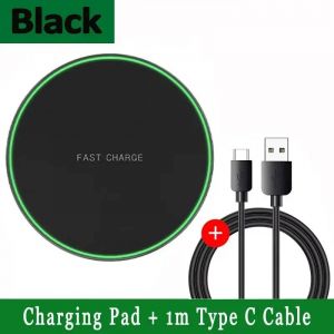 Chargeur Sans Fil 2025 Pour Iphone 13 12 15 16 Pro Xs Max Mini X Xr,Tapis De Charge Rapide &Agrave; Induction Pour Samsung S22 S21 S8 S9 S10 Note--Black With Cable - Neuf