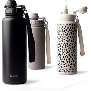 Gourde Isotherme Avec Paille 500 Ml, Bouteille Isotherme Inox Sans Bpa, Gourde &Eacute;tanche & Poign&eacute;e De Transport, Water Bottle (Pearl Marble) - Neuf