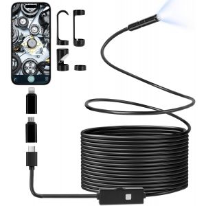 MEVRONISSHOP-Camera Endoscopique, Endoscope Industriel Cam&eacute;ra D'inspection Endoscopique Serpent 1080P HD, Endoscope Cam&eacute;ra Endoscopique Etanche IP67 de 8mm avec 8 Lumi&egrave;res LED pour Smartphone Tablet - Neuf