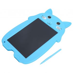 Tablette d'ecriture LCD 9 pouces, motif chat de dessin anime, planche a dessin numerique avec verrouillage anti-effacement pour enfants (bleu) - Neuf