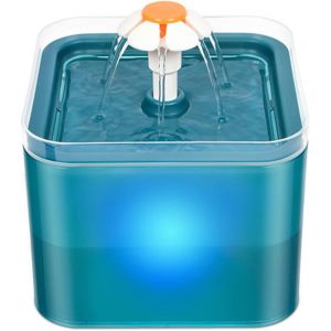 Distributeur D'eau Pour Chat 2l ¿ Abreuvoir Pour Chat Avec Filtre À Charbon Actif ¿ Fontaine Pour Animaux De Compagnie Super Silencieuse Avec Lumières Led (Bleu) - Neuf