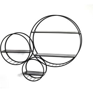 &eacute;tag&egrave;re Murale Noir, m&eacute;tal - Dim.: L 50 cm x H 60 cm x P 18 cm, Style: Modern - Neuf