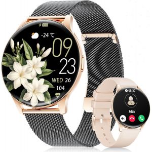 Montre Connect&eacute;e Femme, 1,43"" Amoled &Eacute;cran/Appel Bluetooth/100+ Modes Sportifs Smartwatch, Sommeil/Spo2/Calories/Fr&eacute;quence Cardiaque Moniteur Pour Android Ios[Z205] - Neuf