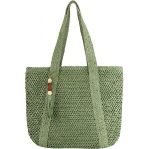 SJZG-Grand Sac De Plage En Paille Pour Femmes,Sacs &Agrave; Main En Raphia,Sac &Agrave; Bandouli&egrave;re Tiss&eacute; Pour Les Vacances D'&Eacute;t&eacute; - Neuf