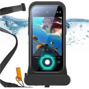 CHECARZHN--NO1-Pochette Etanche Pour Iphone 15/14/13, Sensibilité Tactile Sous-Marine, Coque Flottante Étanche Ipx8 Avec Lanière, Sac Sec Pour Plongée En Apnée, Noir - Neuf