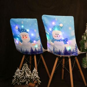 Housses De Chaise De Salle À Manger De Noël, Lot De 2, Housses De Chaise De Salle À Manger Avec Lumière, Housses De Chaise De Salle À Manger Amovibles Pour Cuisine, Fête (Bleu) - Neuf